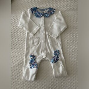 Jacadi Blue and Purple Floral Collar Pajama